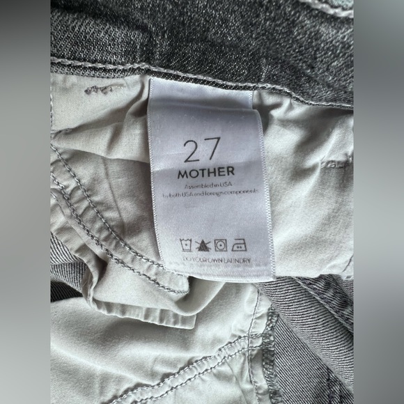 Mother Hustler Crop Step Chew Jeans Sz 27 Scene of the Crime Black Denim - Picture 8 of 14